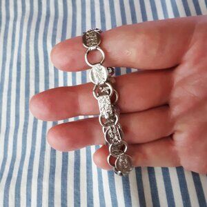 Sarah Coventry Vintage Linked Bracelet Silver Tone Etched Textured Design